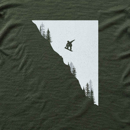 SnowBoard Jump Landscape T-shirt - Military Green - hero