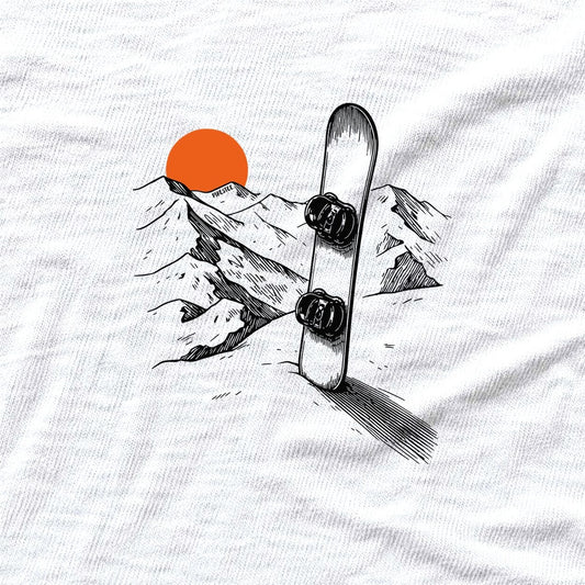 Hand Drawn Snowboard Landscape T-shirt - White - hero