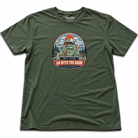 Gowith The Snow Car T-shirt - Military Green