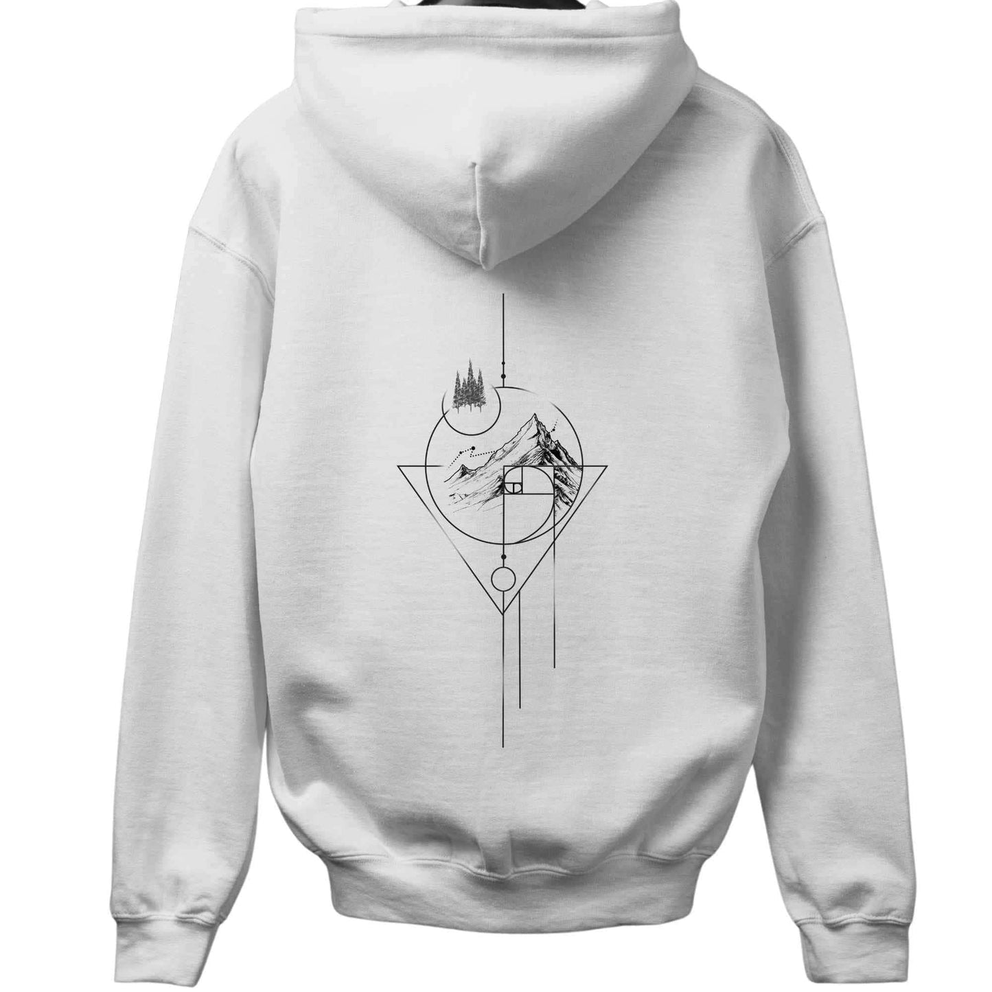 Geometric Art Mountain Back-Print Hoodie