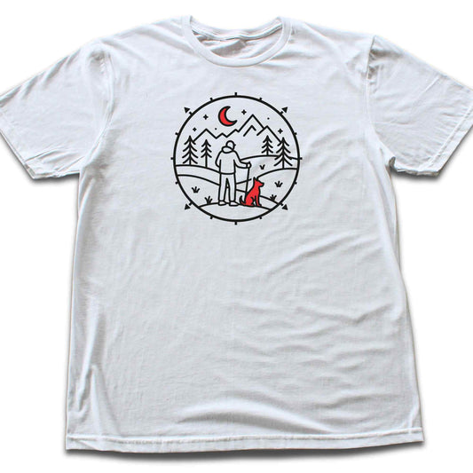 Rounded Hiker and dog Landscape T-shirt