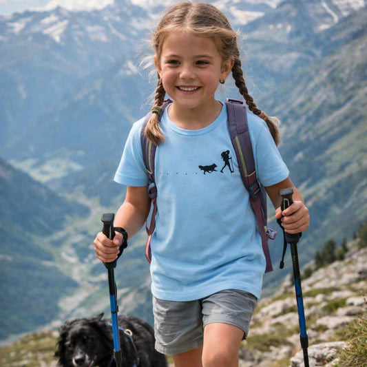 Hiker and Dog Path (Girl) Kids T-Shirt