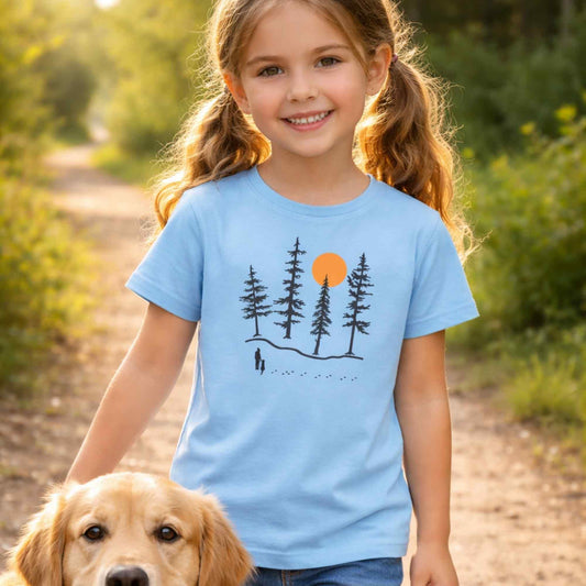 Hiker and Dog Forest Kids T-Shirt
