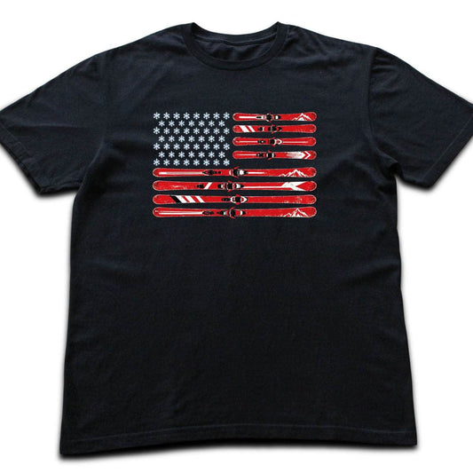 Ski Usa Flag T-shirt - Black