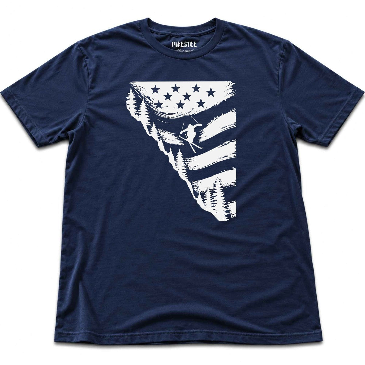 Flag Ski Jump U S A T-shirt - Heather Navy