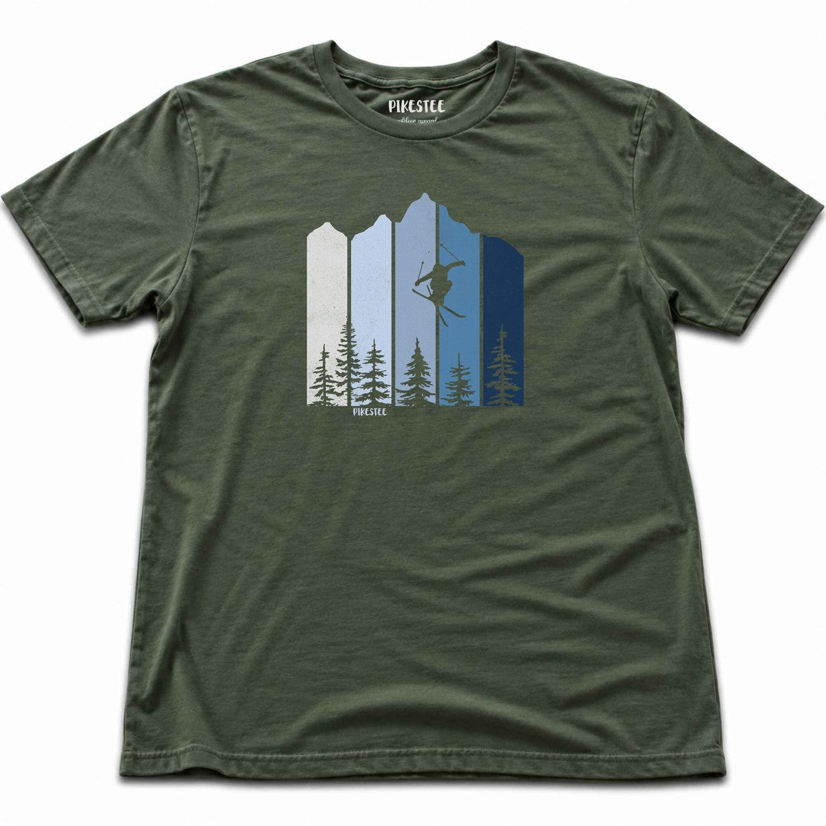Mountain Ski Silhouette T-shirt - Military Green
