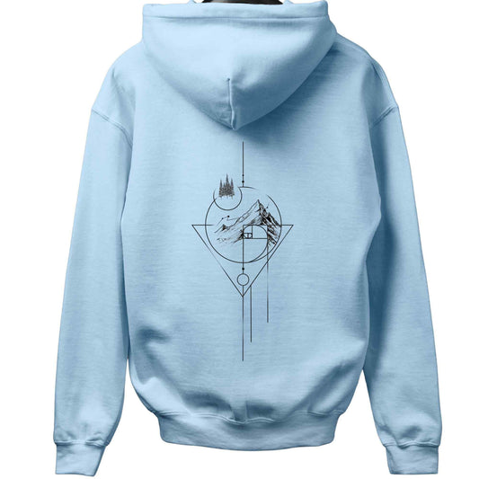Geometric Art Mountain Back-Print Hoodie