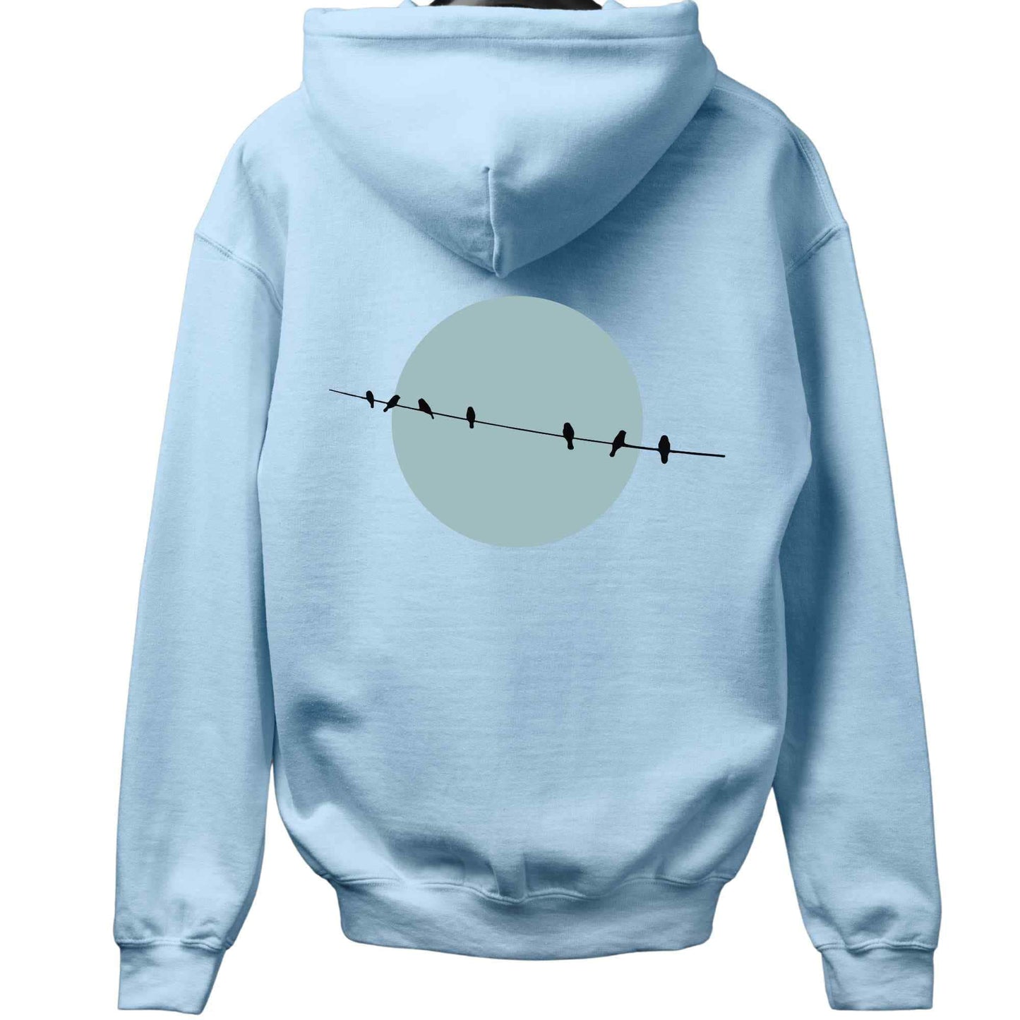 Bird Line And Sun Back-Print Hoodie