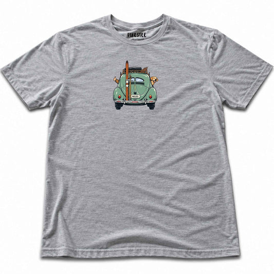 Dog And Car Ski Trip T-shirt - Sport Grey