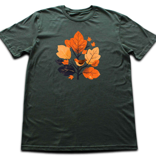 Bird and Leaves Graphic T-shirt