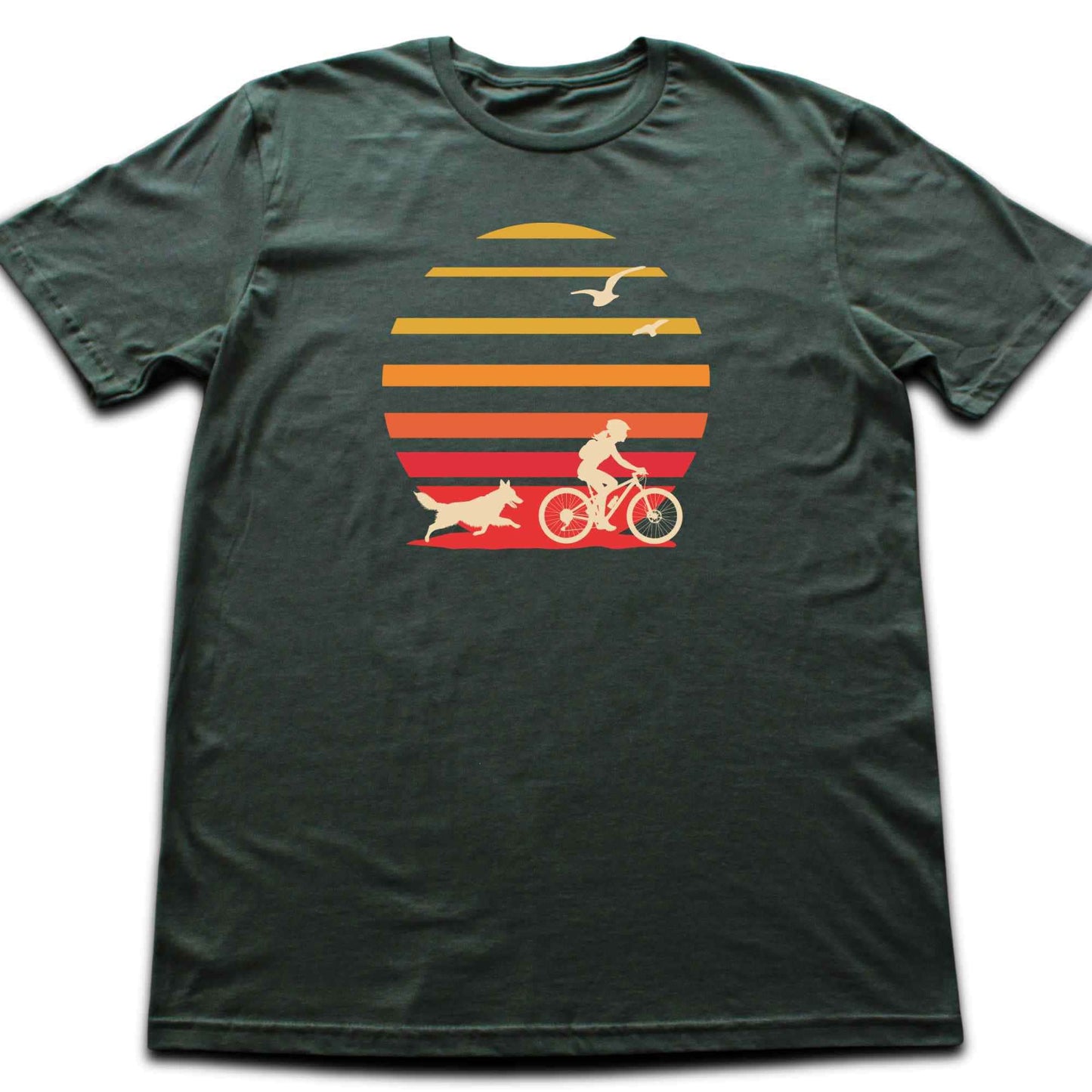 Biking Girl And Dog Colors T-shirt