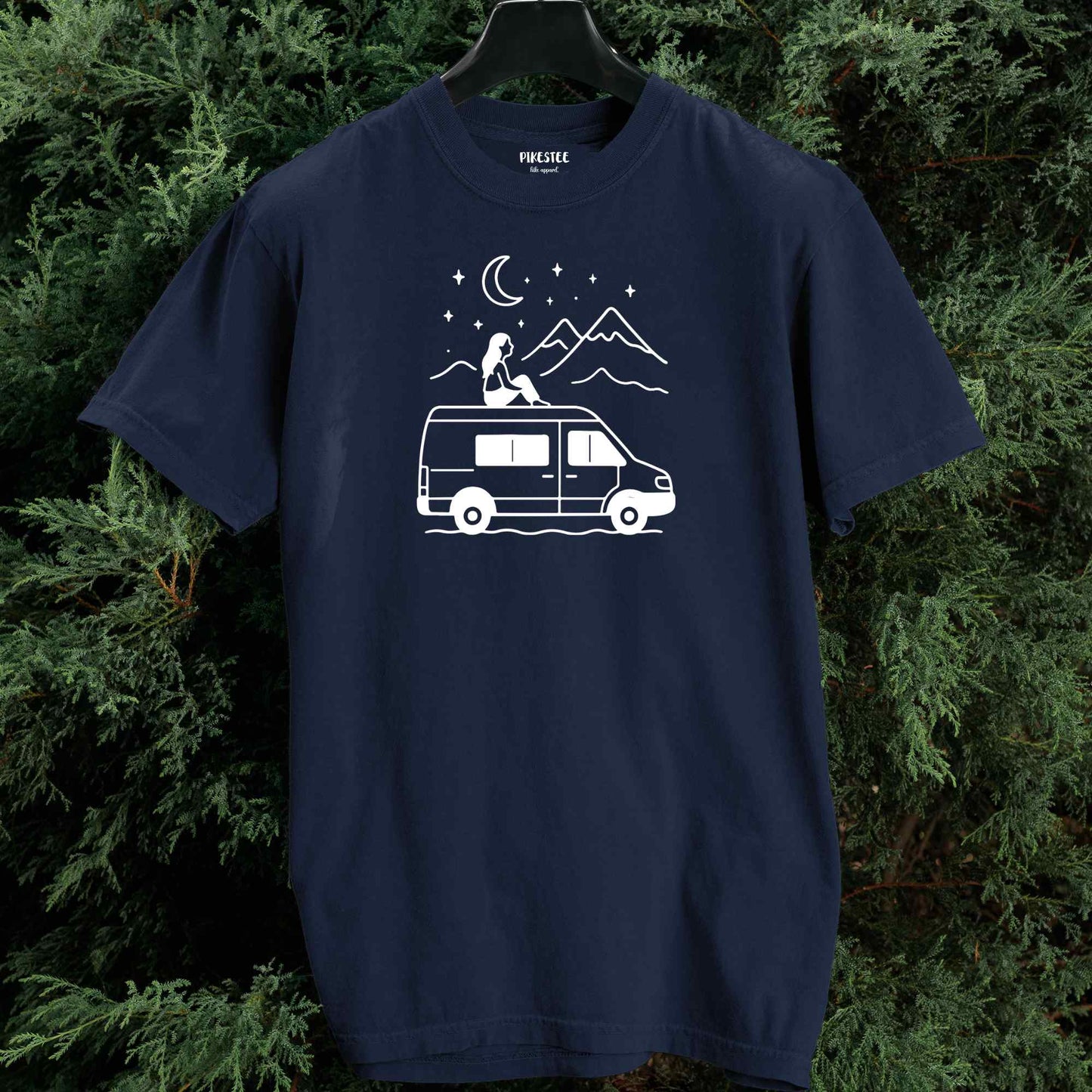Van Night Landscape Girl T-shirt