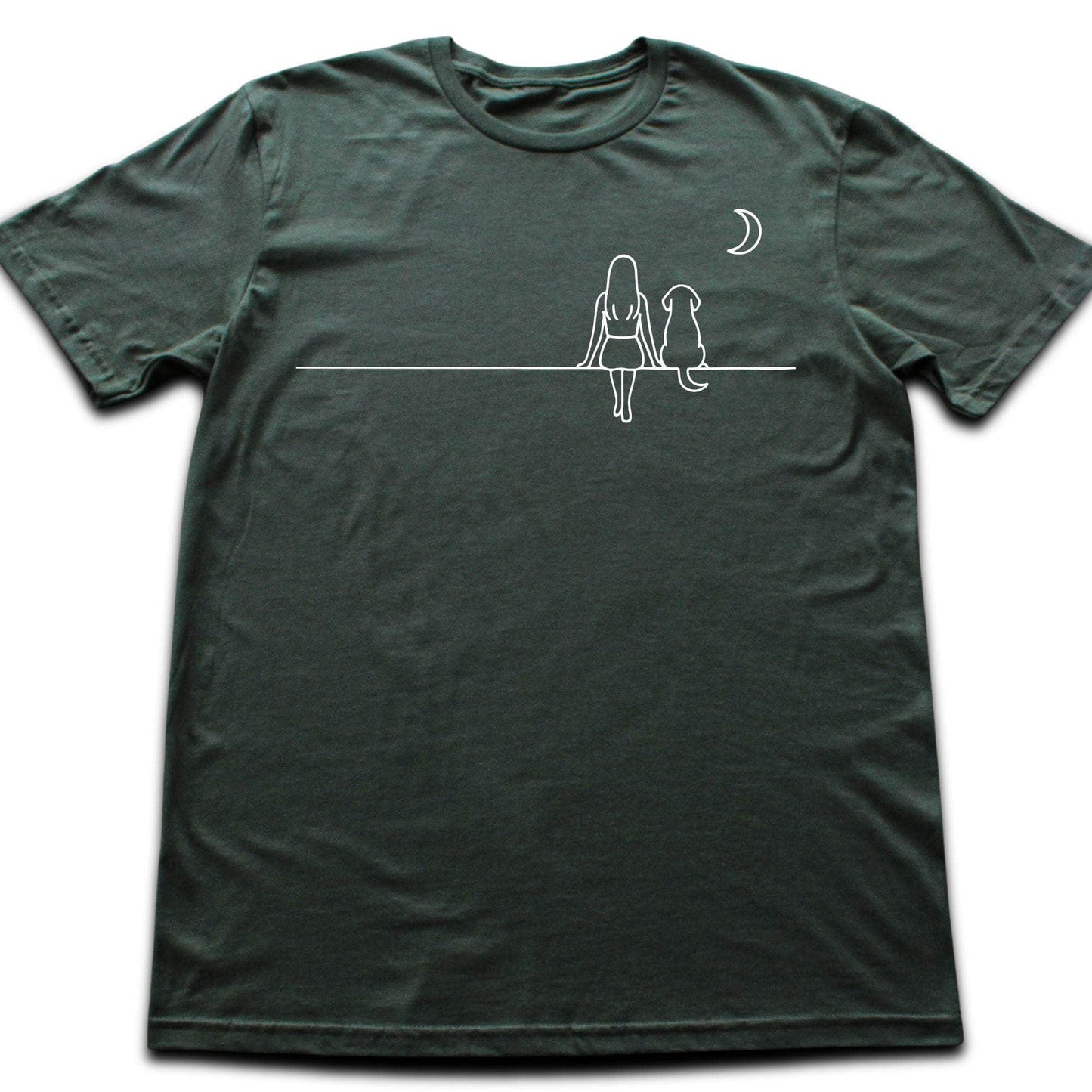Girl And Dog Moon T-shirt