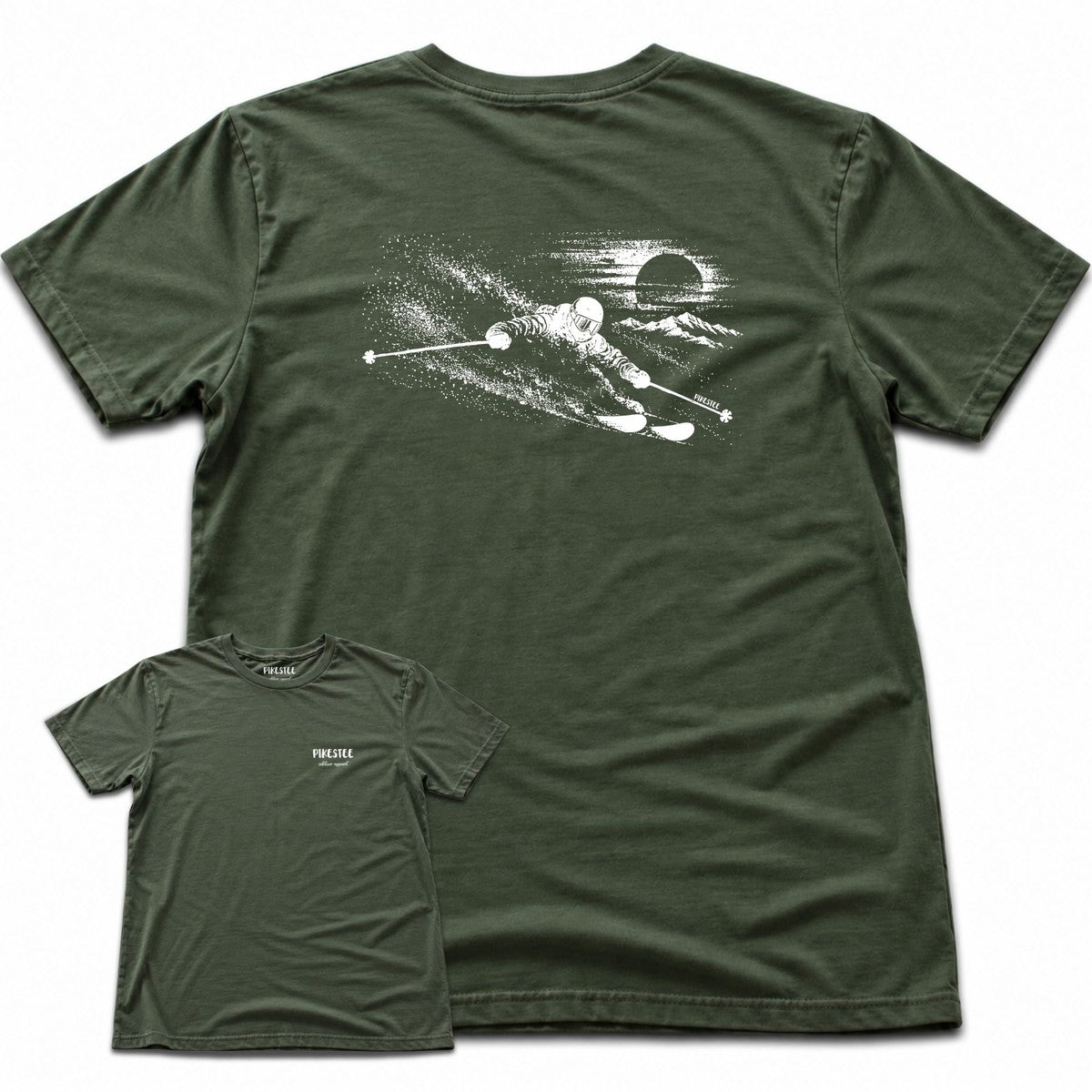 Sun Ski Flow Back Print T-shirt - Military Green
