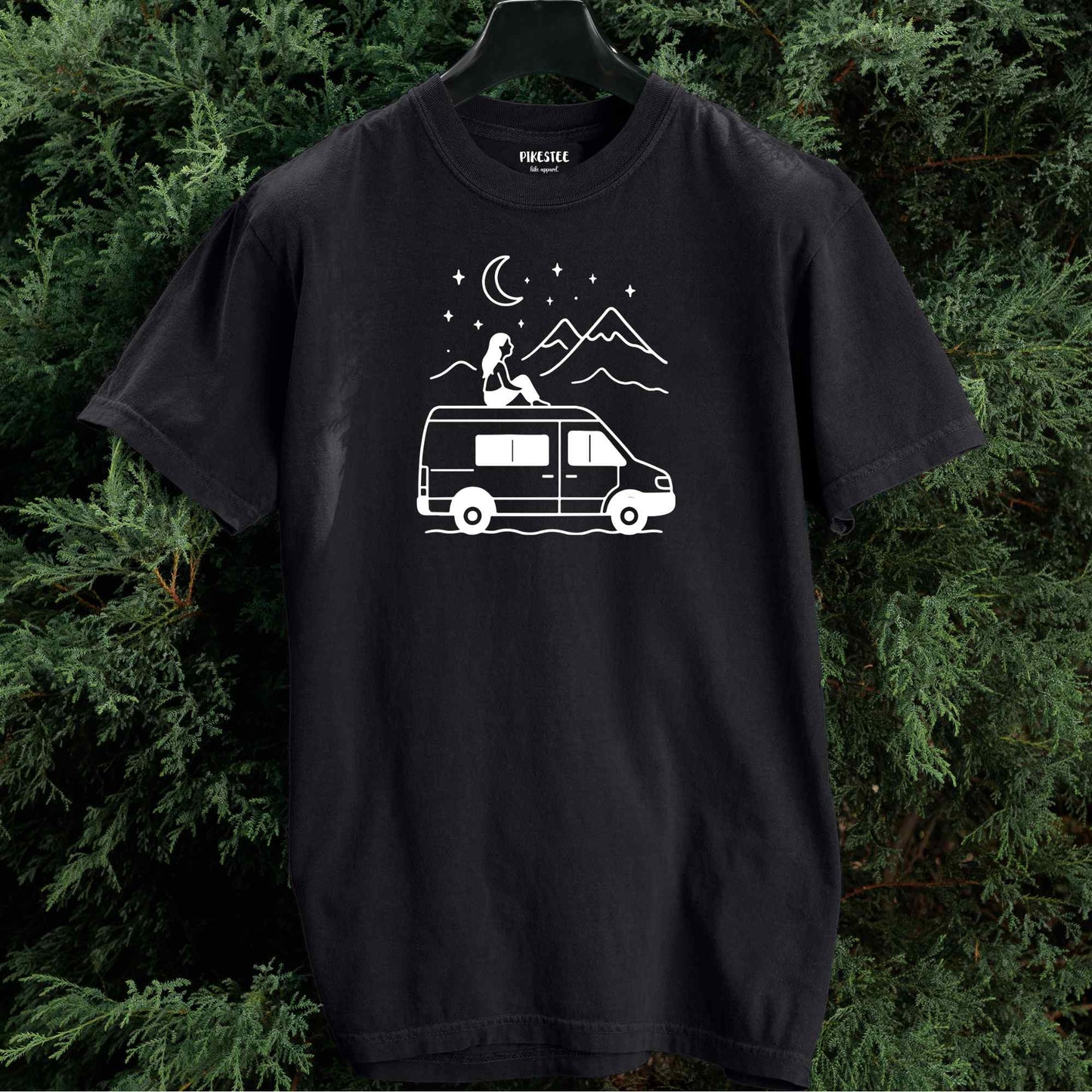 Van Night Landscape Girl T-shirt