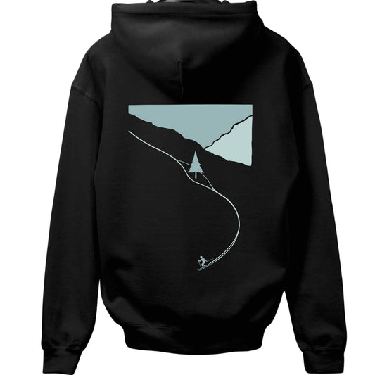 Cartoon Ski Path Back-Print Hoodie