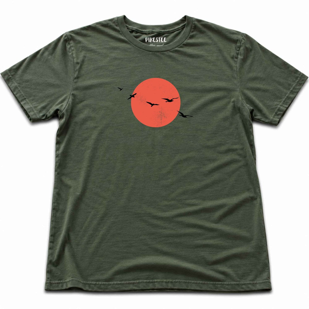 Sunset Birds T-shirt - Military Green