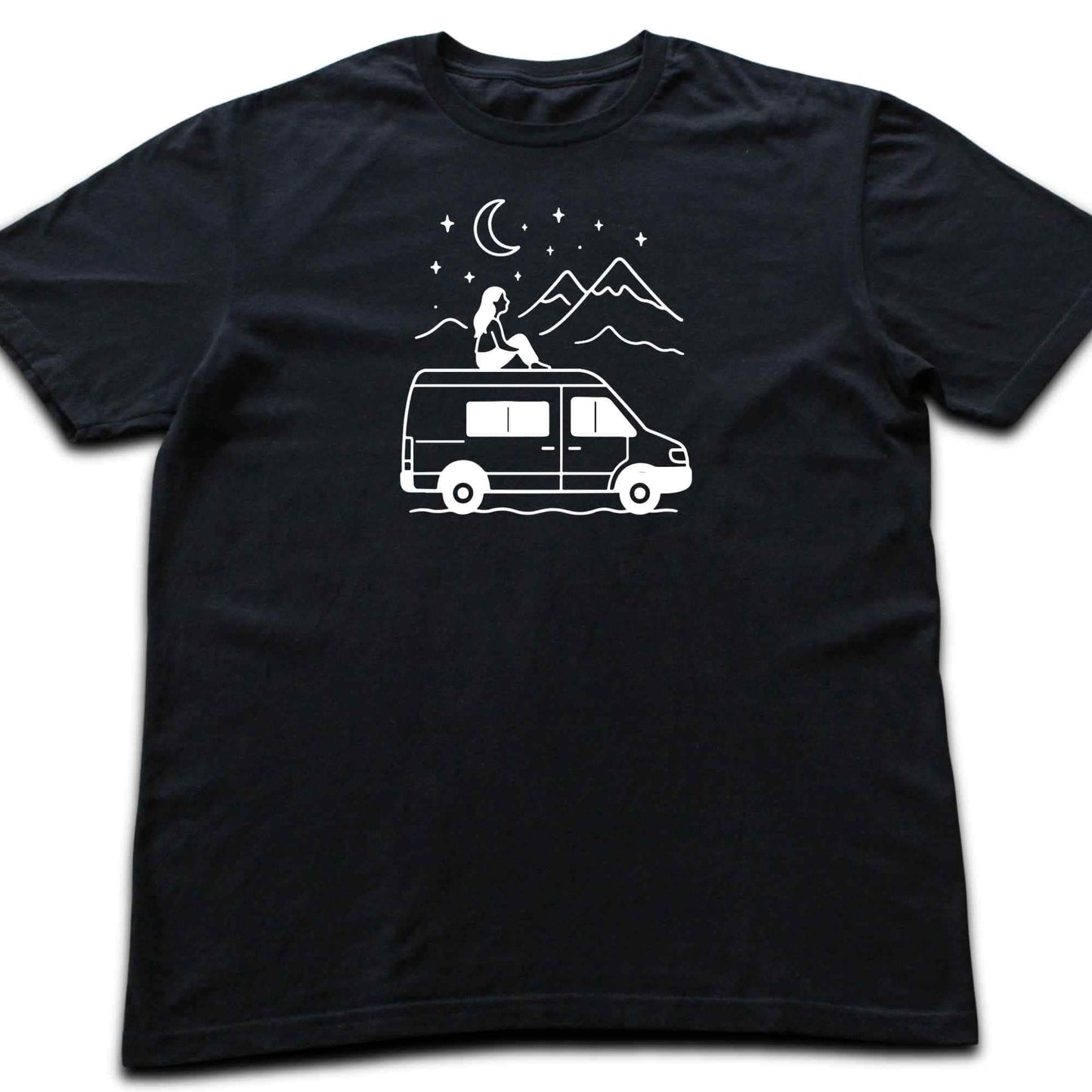 Van Night Landscape Girl T-shirt
