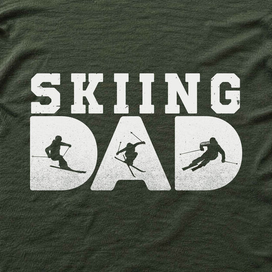 Skiing Dad Typo T-shirt - Military Green - hero