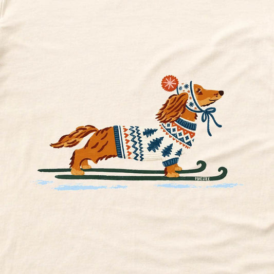 Skier Dachshund T-shirt - Natural - hero