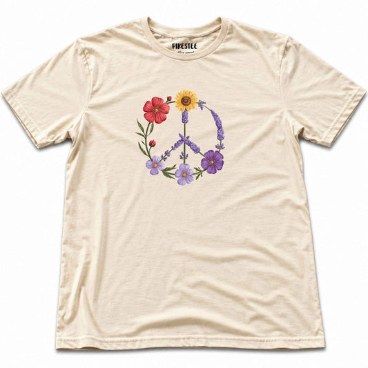 Peace Flowers T-shirt - Natural