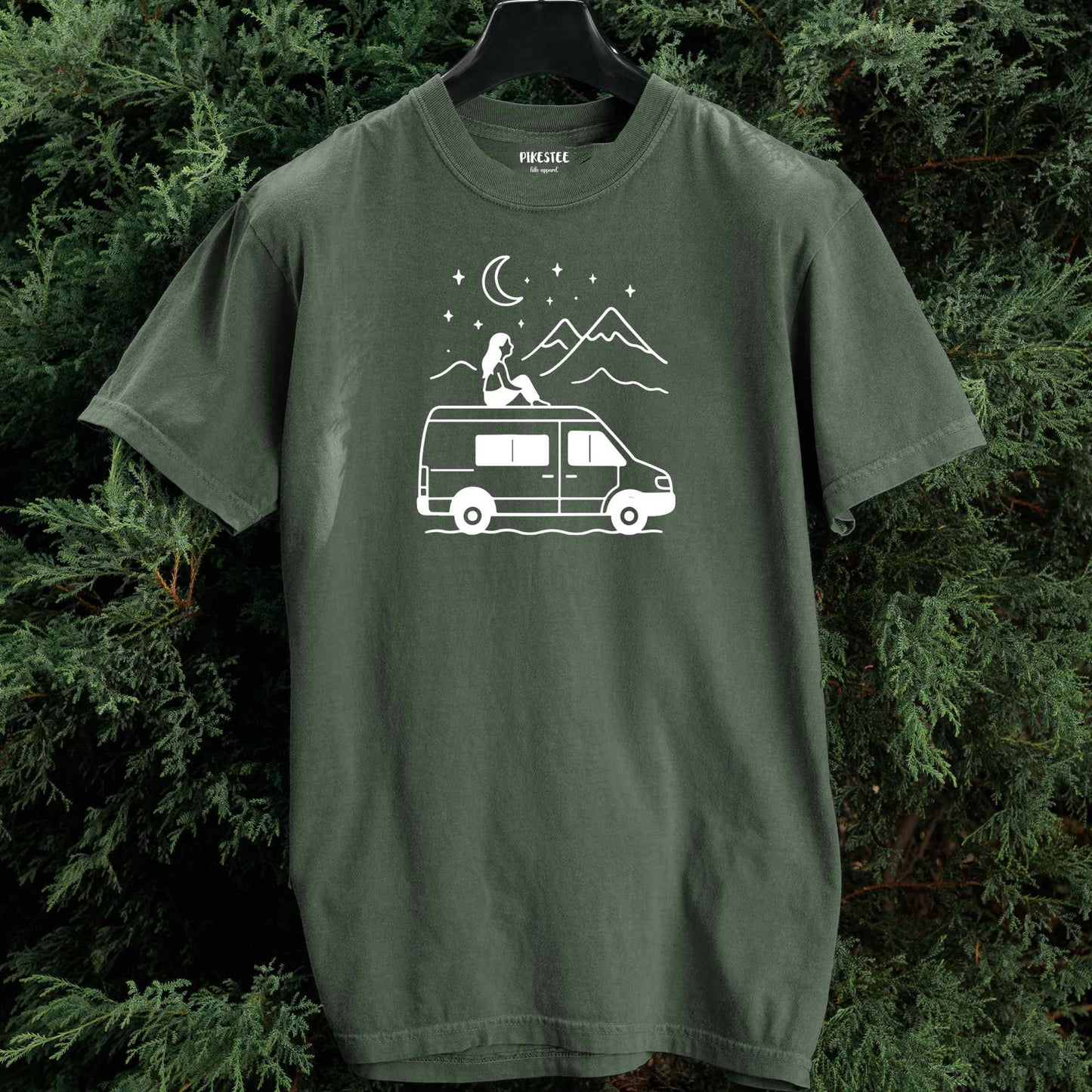 Van Night Landscape Girl T-shirt