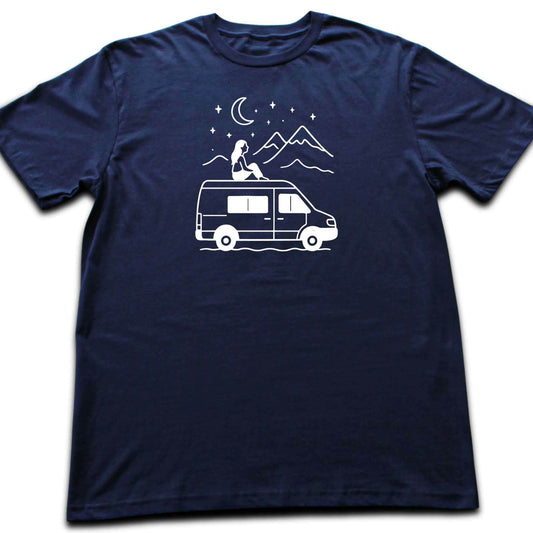 Van Night Landscape Girl T-shirt