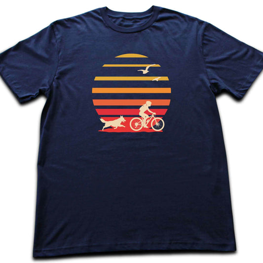 Biking Girl And Dog Colors T-shirt