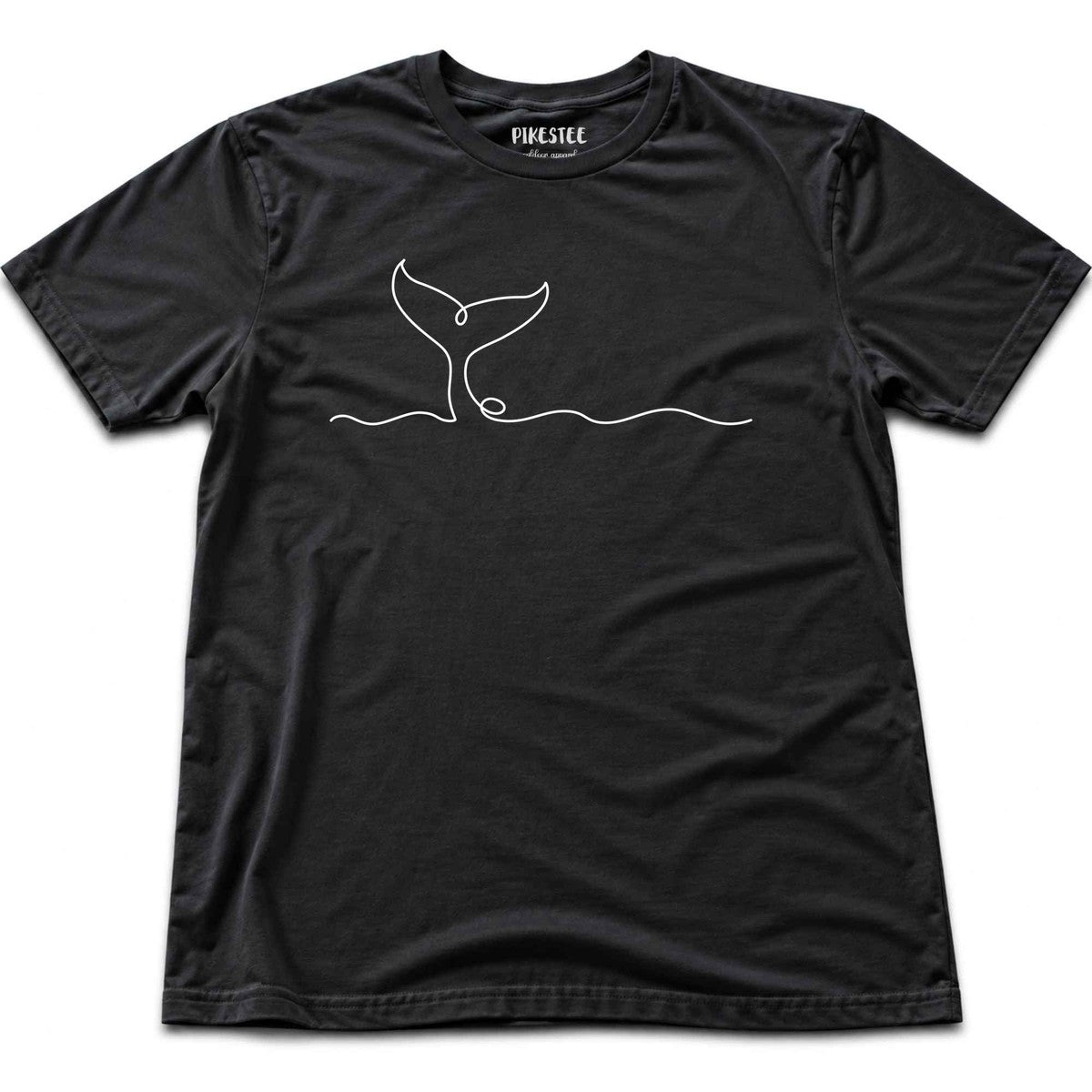 Line Art Whale Tail T-shirt - Black