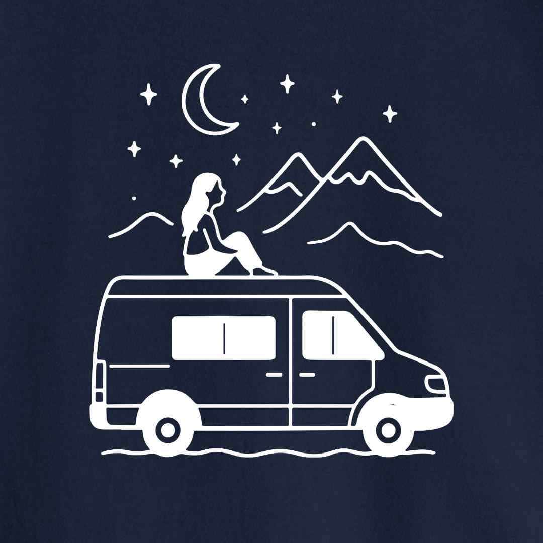 Van Night Landscape Girl T-shirt