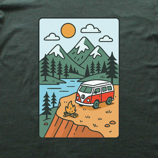 Cartoon Van Landscape T-shirt