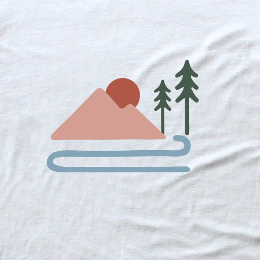 "Mountain River Art" graphic T-shirt