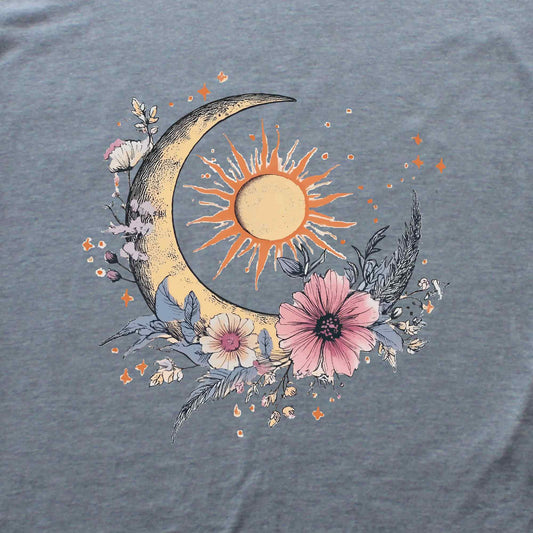 Floral Moon and Sun T-shirt