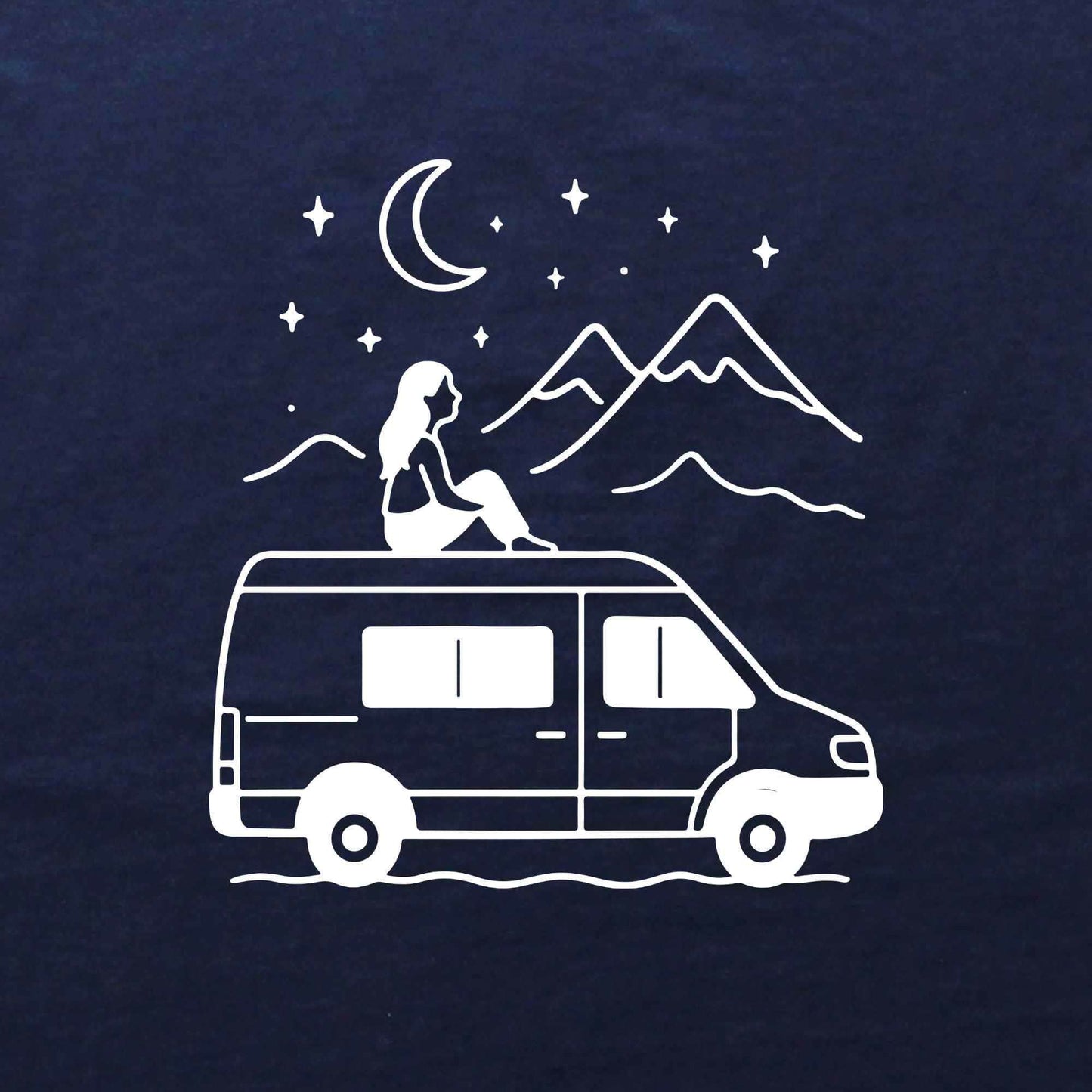Van Night Landscape Girl T-shirt