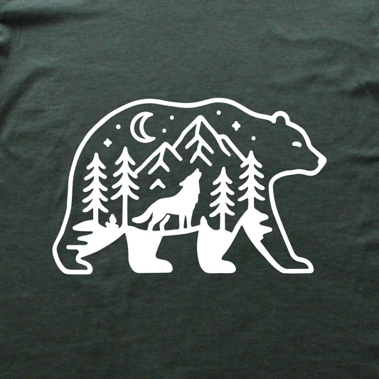 Bear Wolf Landscape T-shirt