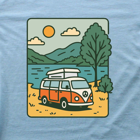 Cartoon Old Van Lake T-shirt