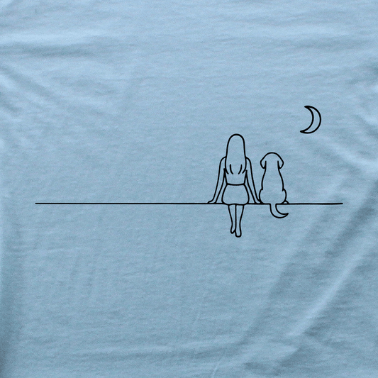 Girl And Dog Moon T-shirt