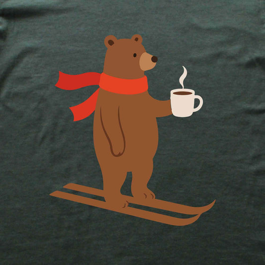 Skiing Coffee Bear T-shirt