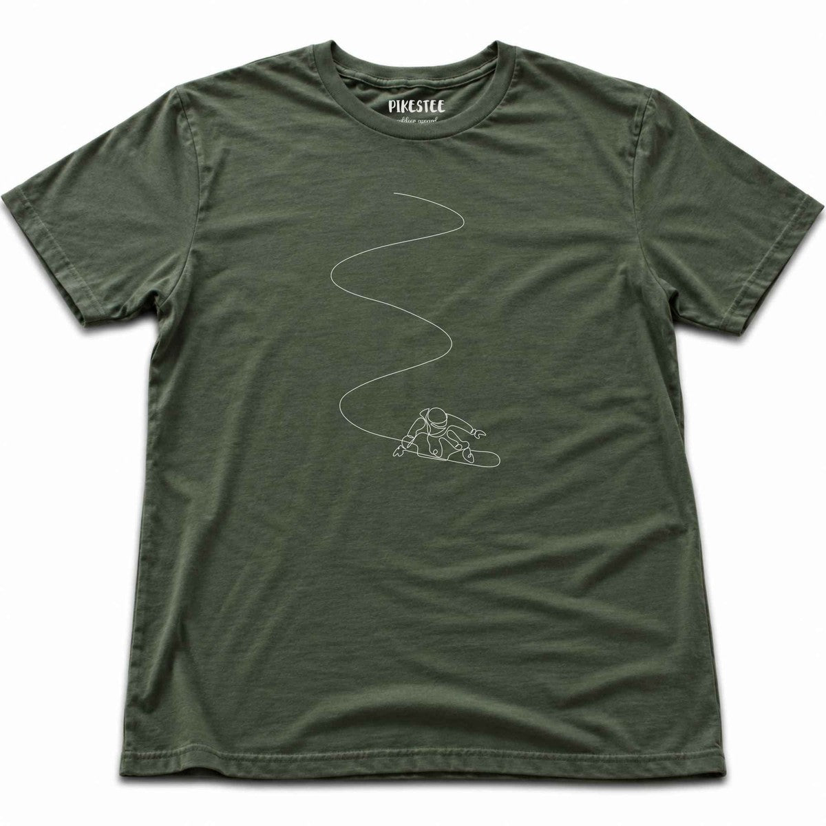 Snowboarder Slalom Art T-shirt - Military Green