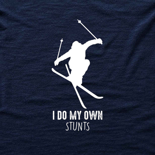 I Do My Own Stunts Ski T-shirt - Navy - hero