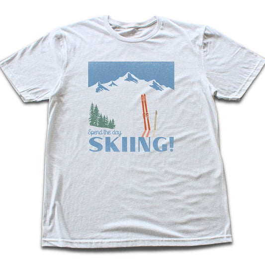 Spend The Day Skiing T-shirt - White flat lay