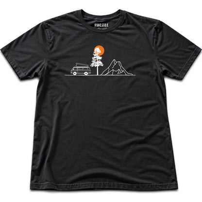 Van, Tree, Mountain T-shirt - Black