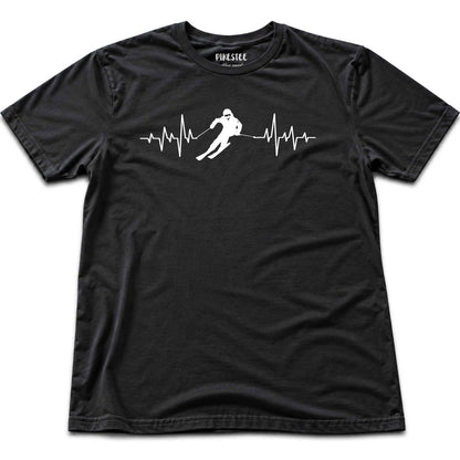 Heart Beat Skier T-shirt - Black