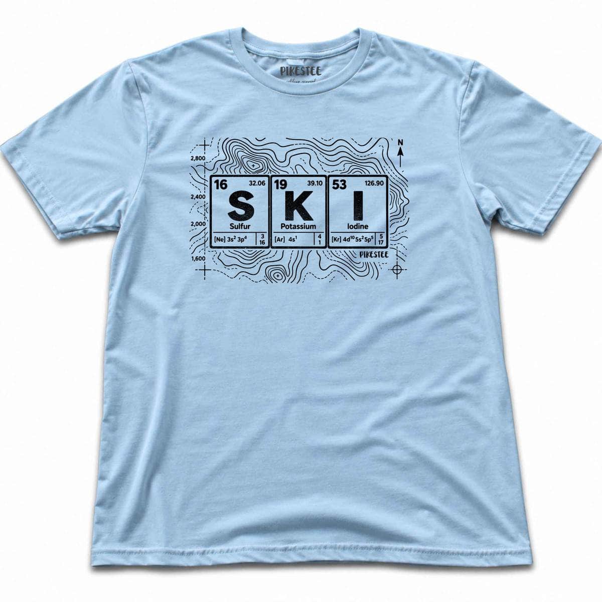 Topographic Ski Element-v2 T-shirt - Light Blue
