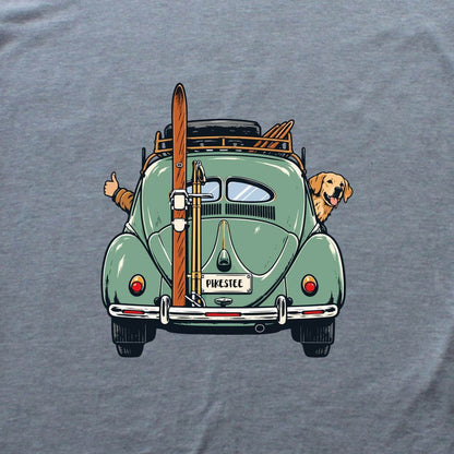 Dog And Car Ski Trip T-shirt - Sport Grey - hero