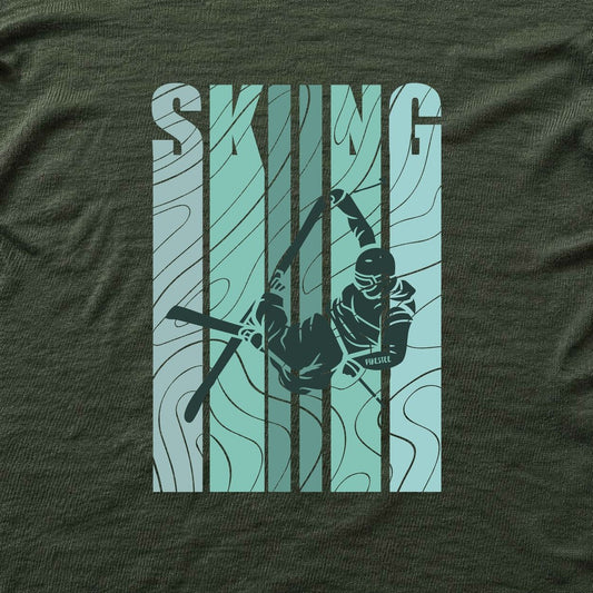 Skiing T-shirt - Military Green - hero