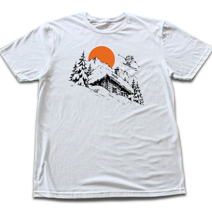 Hand Drawn Ski Cabin T-shirt - White flat lay