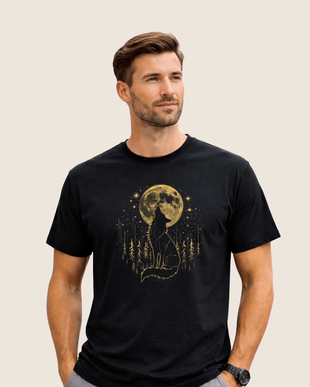 Wolf Black and gold T-shirt