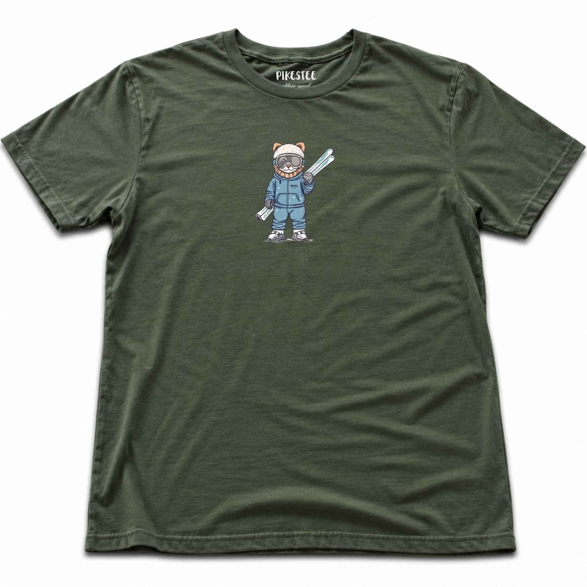Ski Cat T-shirt - Military Green