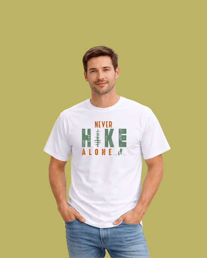 "Never Hike Alone Wander" graphic T-shirt